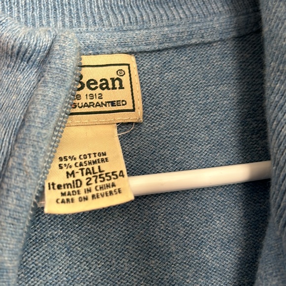 L.L. Bean men’s medium TALL cotton & cashmere blend 1/4 zip light sweater - Picture 3 of 3